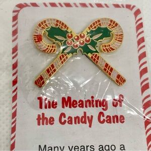Vintage Double Candy Cane Pin on Card w/Meaning